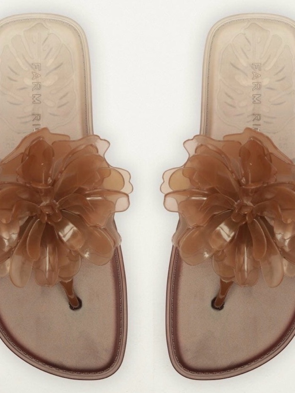 Farm Rio caramel jelly flower flat sandals NIB